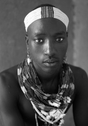 Hamar-man-white-beads-headband-Ethiopia-16x24